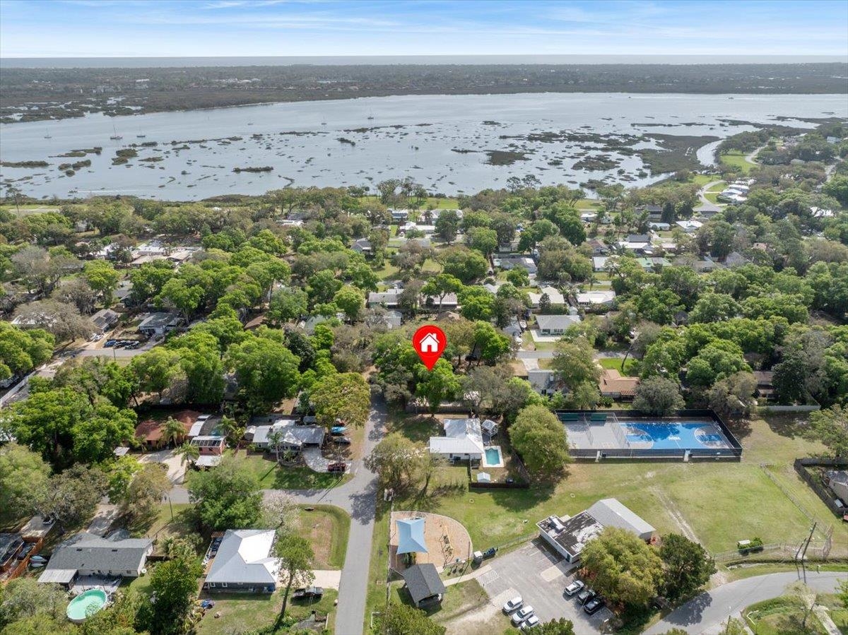 204 Queen Road St. Augustine, FL 32086 - Photo 51 of 55 Aerial view of residential area with a nearby body of water