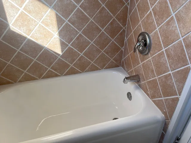 a bathroom with a tub and a shower