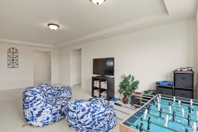 a living room with furniture a rug and a flat screen tv