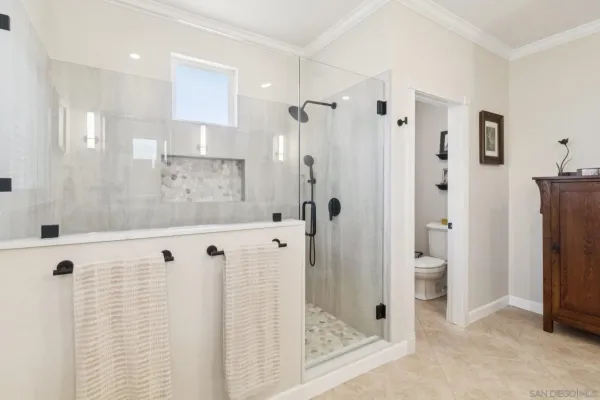 a bathroom with a shower