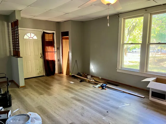 a view of a room with gym equipment