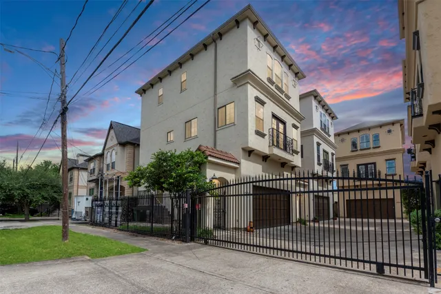 a view of a building with a garden