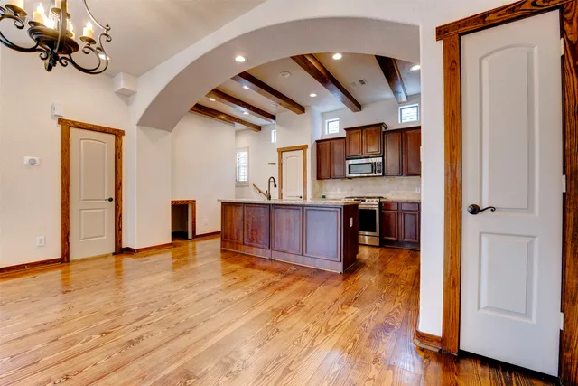 a view interior of a house wooden floor and staircase