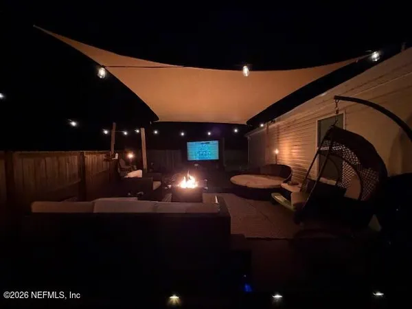 a night stand sitting in middle of a building