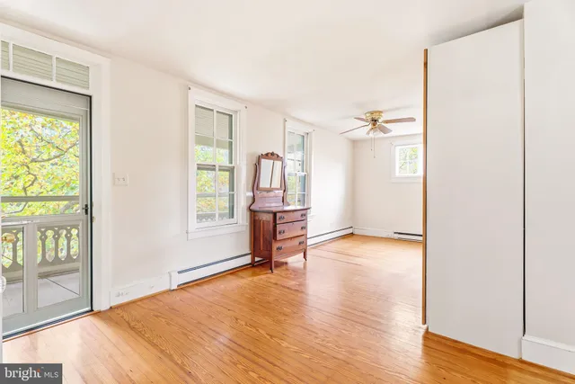 an empty room with windows