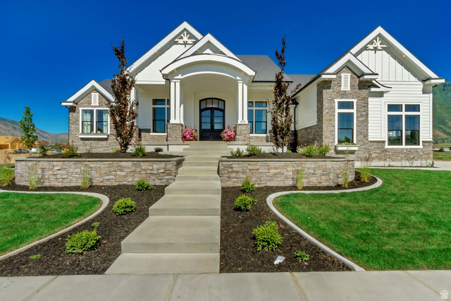 1378 North 1500 West, Unit 8 Mapleton, UT 84664 - Photo 2 of 20 Custom home featuring a stone and white siding exterior