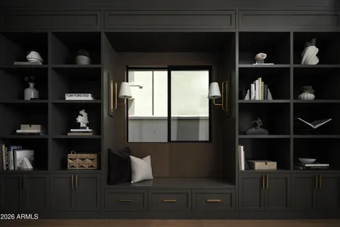 a bathroom with a double vanity sink mirror and shower