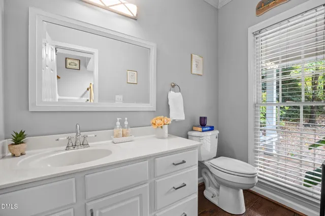 a bathroom with a toilet a sink and a window