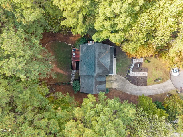 an aerial view of a house