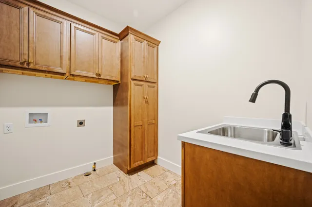 a close view of a sink and tap