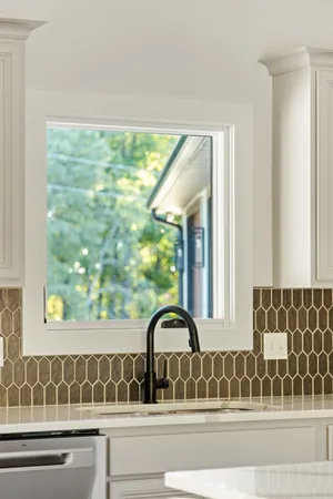 a view of a sink and window