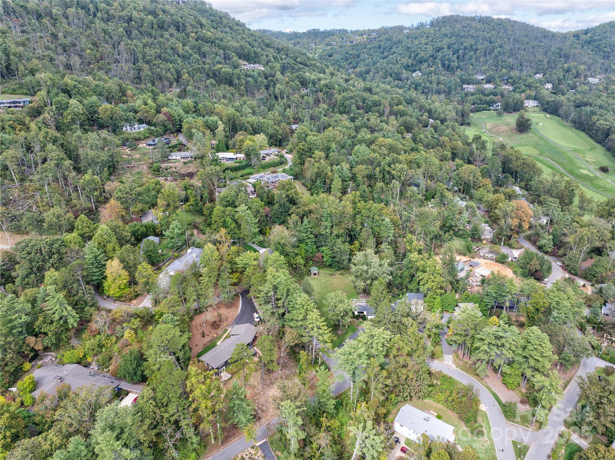 351 Windsor Road Asheville, NC 28804 - Photo 40 of 42 an aerial view of residential houses with outdoor space and trees
