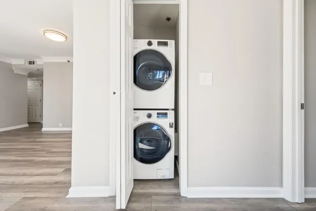a utility room with dryer and washer