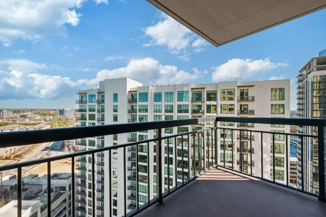 a view of a city from a balcony
