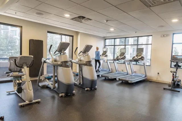 a view of a room with gym equipment