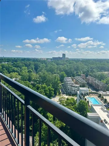 a view of city and balcony