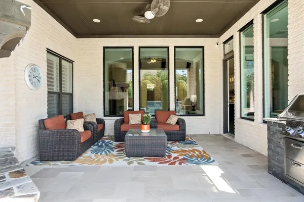 a living room with furniture