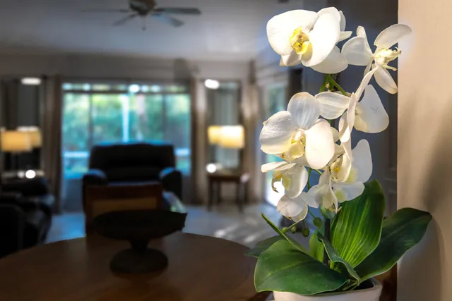 view of a swimming pool with a yard