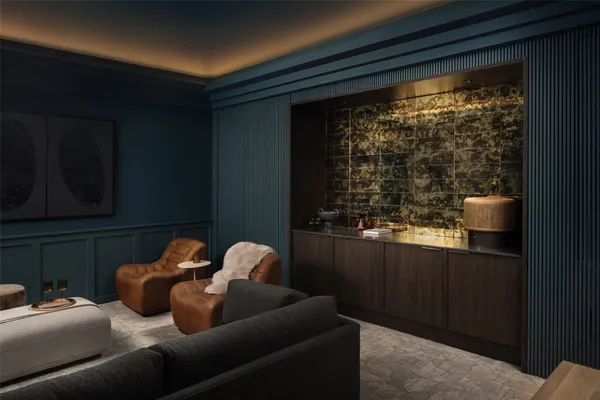 a view of a fountain in front of building