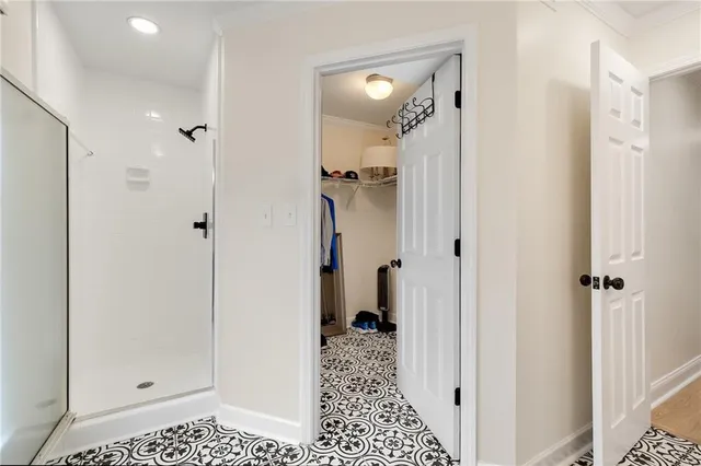 a bathroom with a shower