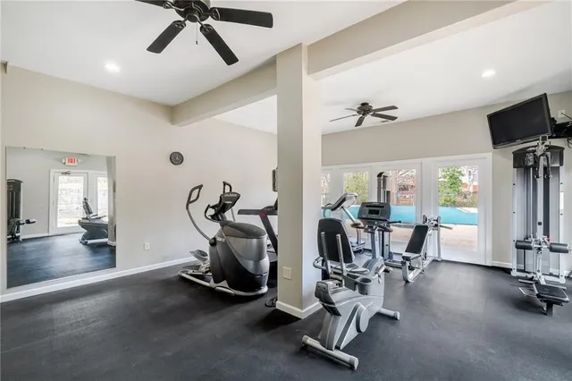 a view of a room with gym equipment