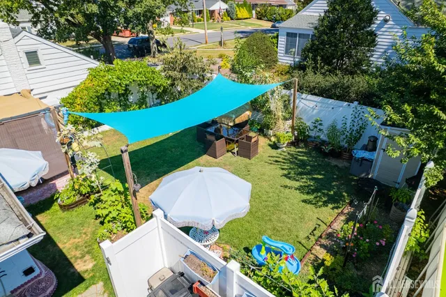 an aerial view of a house having outdoor space