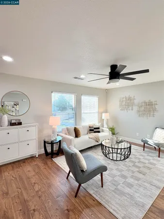 a living room with furniture