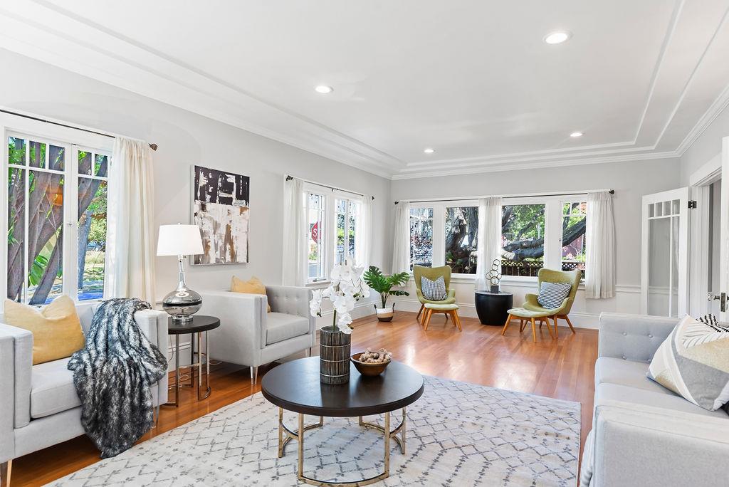 2800 Regent Street Berkeley, CA 94705 - Photo 10 of 40 a living room with fireplace furniture and a large window