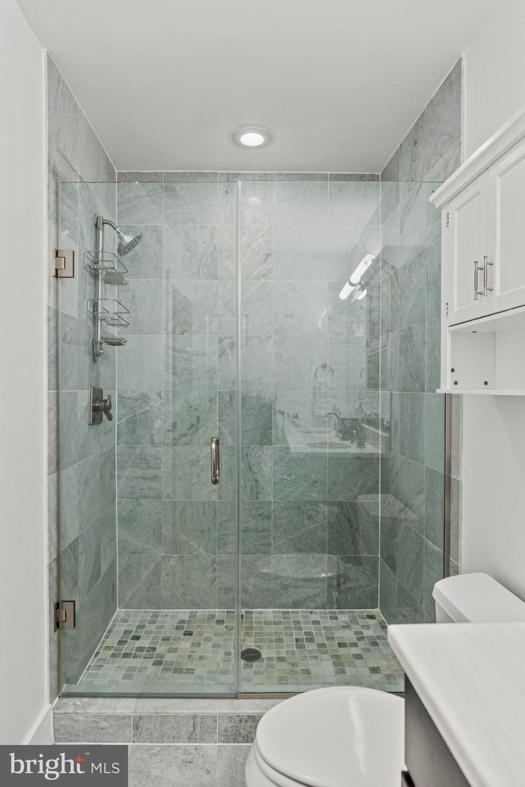 3311 13th Street Northwest, Unit 5 Washington, DC 20010 - Photo 20 of 36 Sleek glass shower with elegant tile accents.