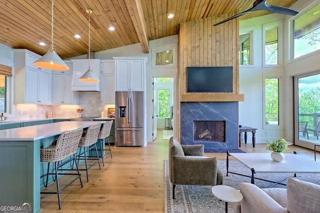 a view of a lake with a mountain