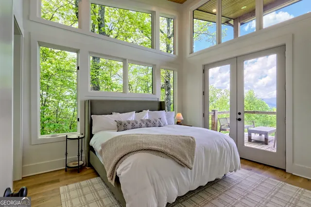 a building outdoor space with patio furniture