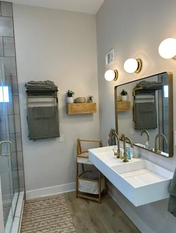 a bathroom with a shower