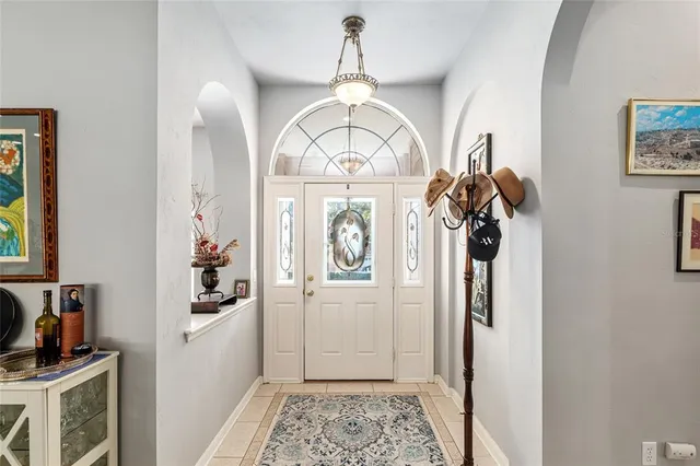 a view of a hallway with a workspace