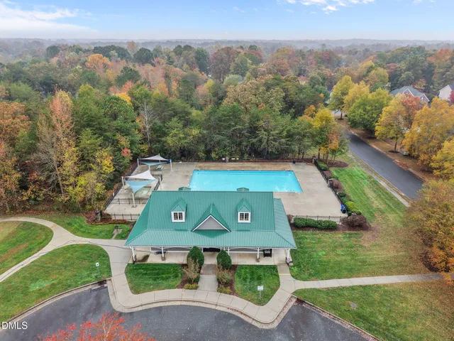 a view of a lake in middle of the town