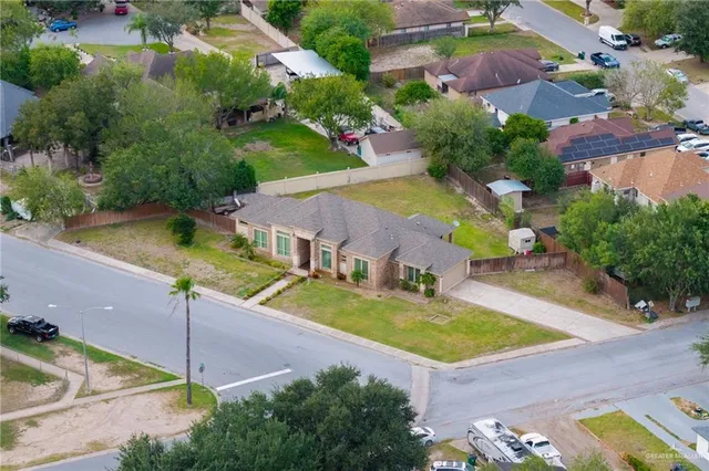 an aerial view of a house
