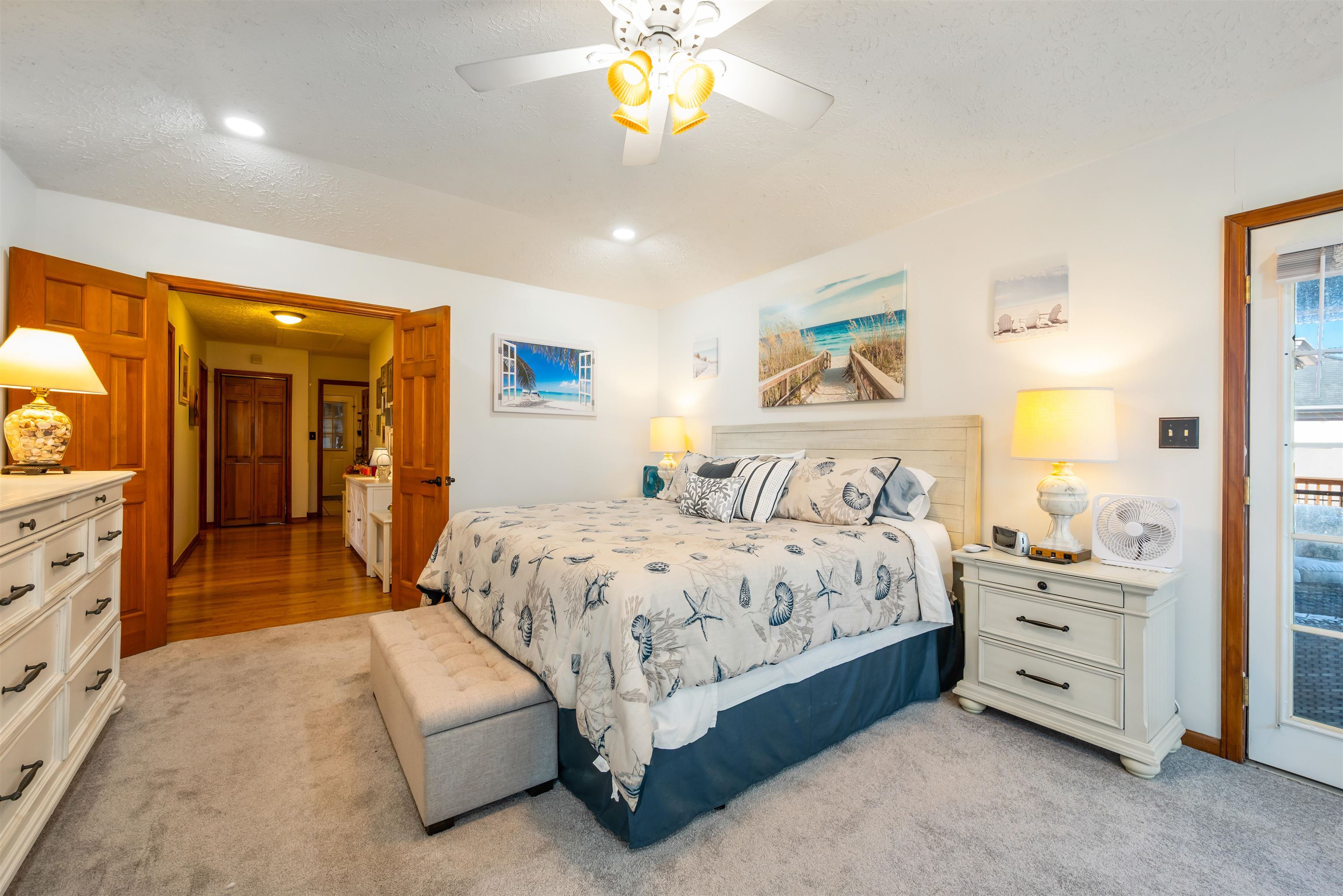 4746 National Drive Myrtle Beach, SC 29579 - Photo 16 of 40 Bedroom with light carpet, ceiling fan, and recessed lighting