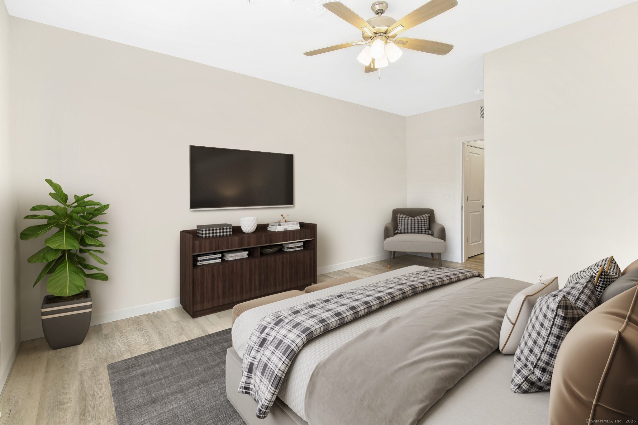 280 Salmon Brook Street, Unit 6202A Granby, CT 06035 - Photo 20 of 34 a bedroom with a bed and a flat screen tv