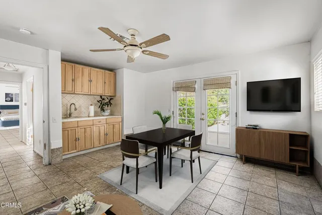 a view of outdoor space with trees all around