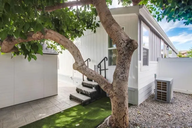 a view of a porch with a yard