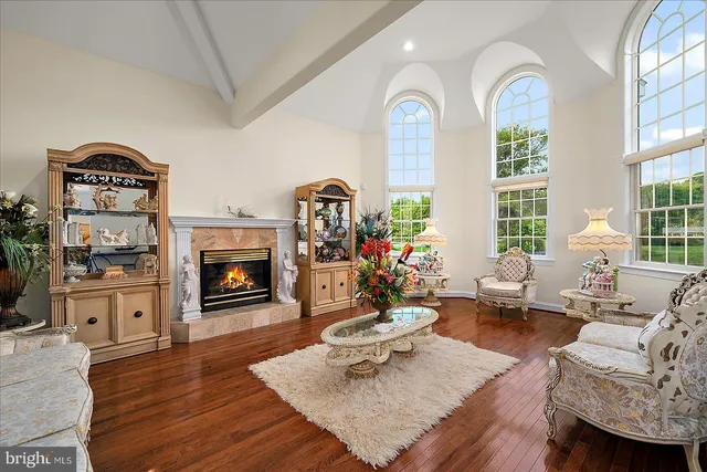 a living room with a bed furniture and a window