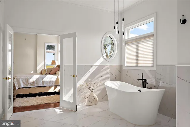 a view of a lake with a yard