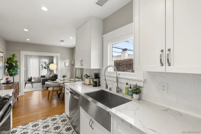 a large kitchen with lots of counter top space