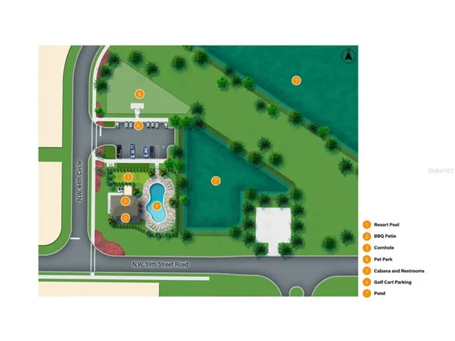 a view of a swimming pool with outdoor seating