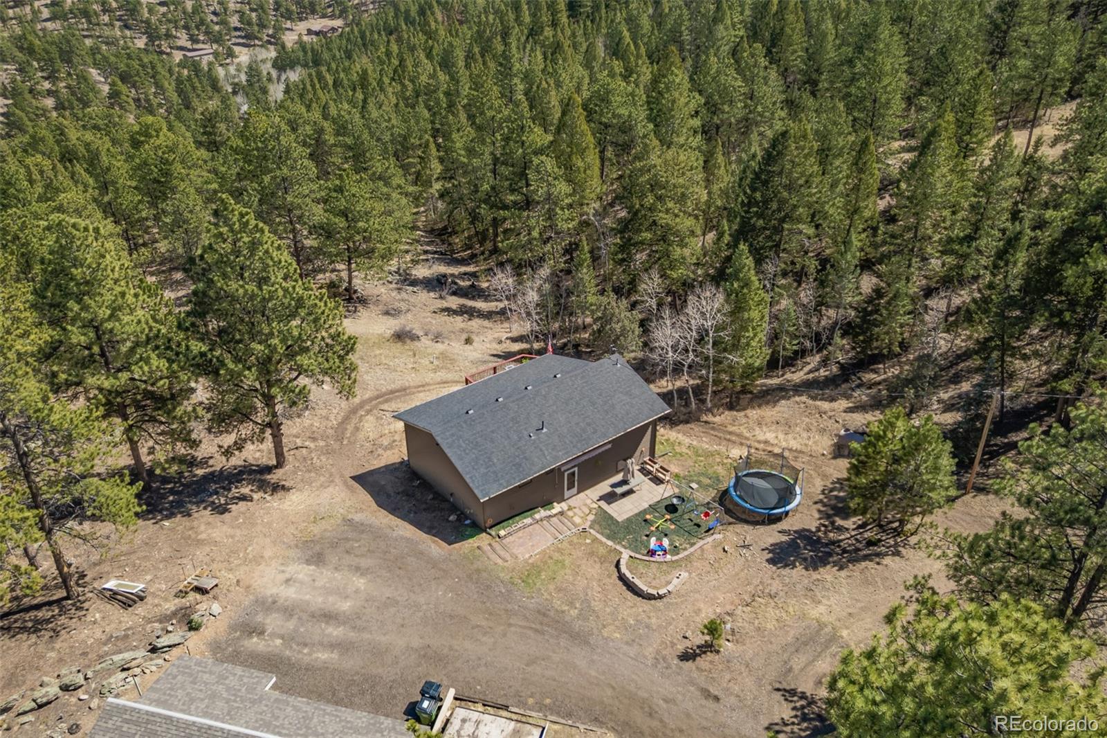 752 Impala Trail Bailey, CO 80421 - Photo 37 of 50 an aerial view of a backyard with trees