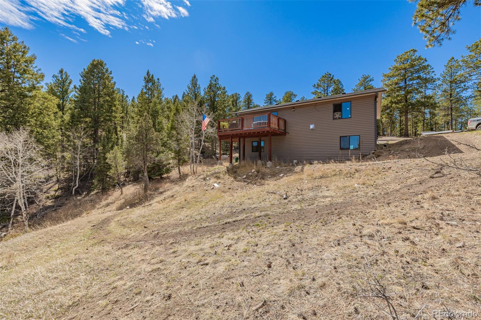 752 Impala Trail Bailey, CO 80421 - Photo 48 of 50 a backyard of a house with table and chairs