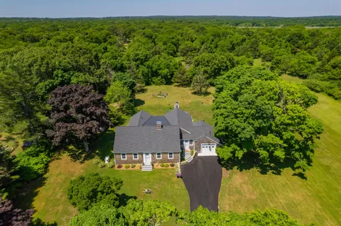 an aerial view of a house
