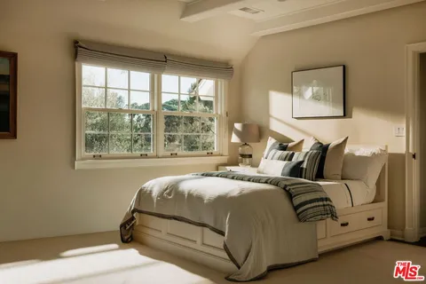 a living room with large window
