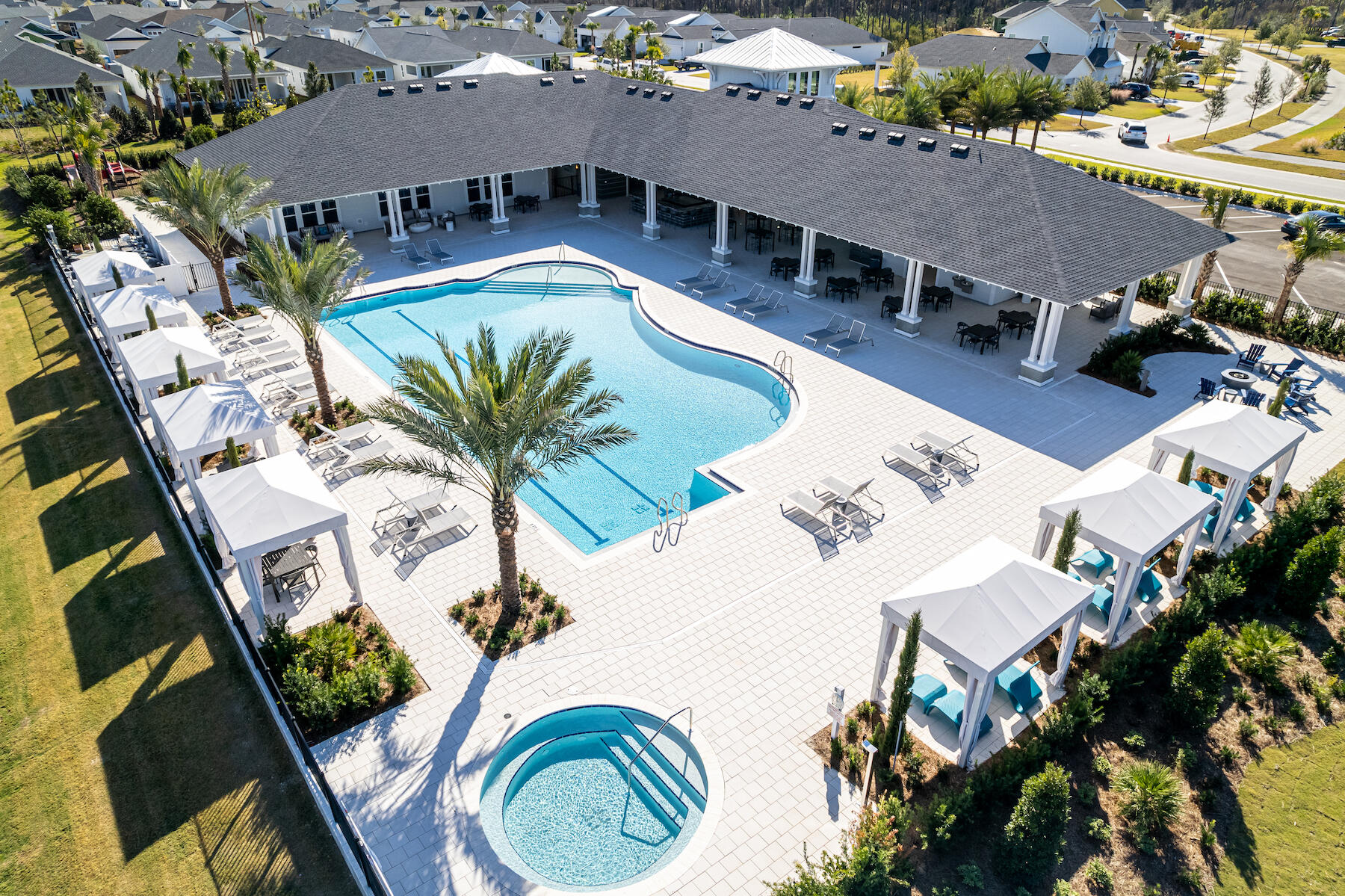 80 River Rise Way Inlet Beach Inlet Beach, FL 32461 - Photo 41 of 46 an aerial view of a house with swimming pool and outdoor seating