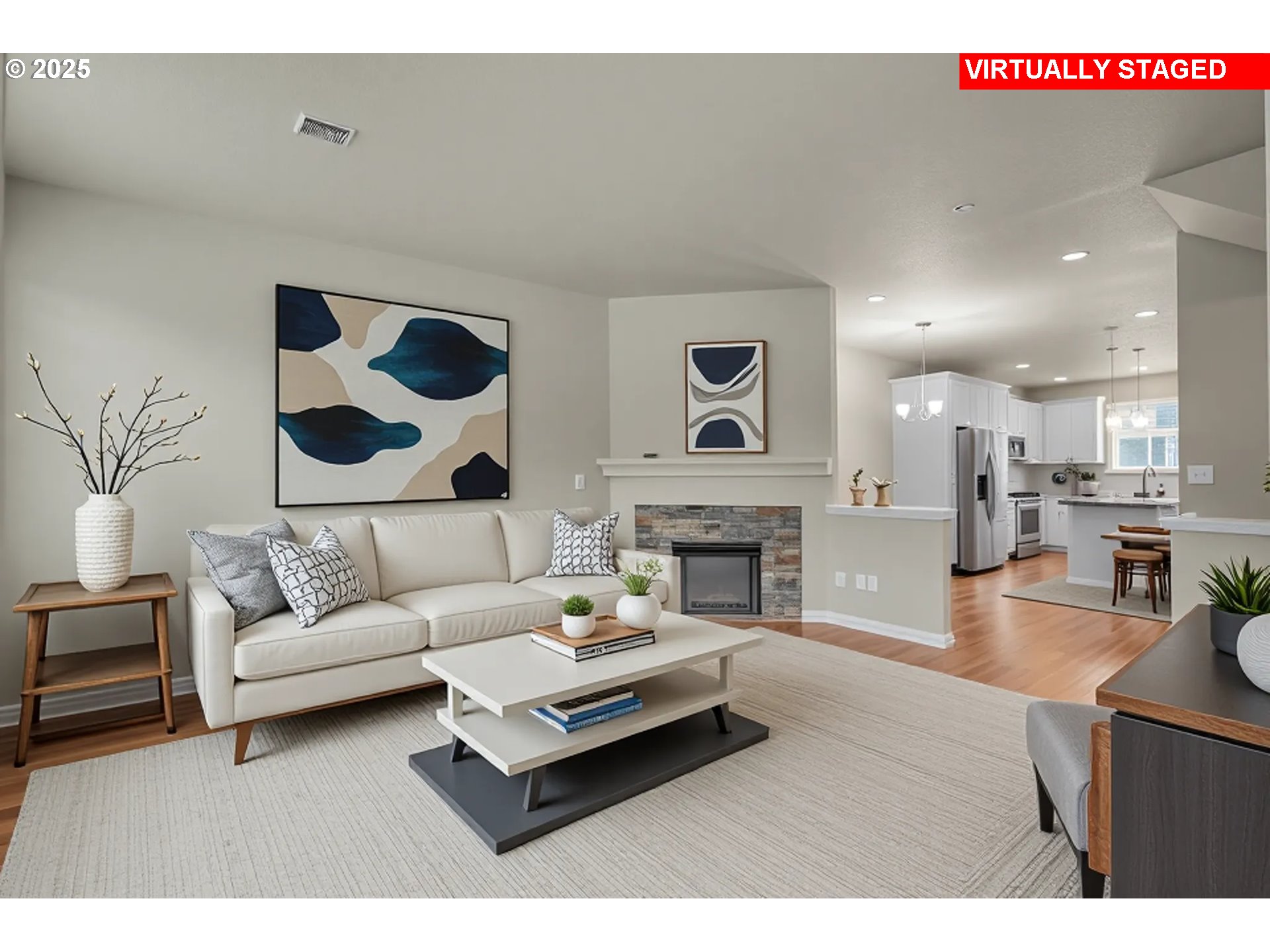 18370 Southwest Anna Mae Lane Beaverton, OR 97003 - Photo 4 of 29 a living room with furniture and a fireplace