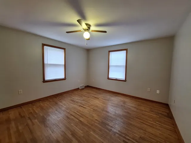 a view of a room with a window